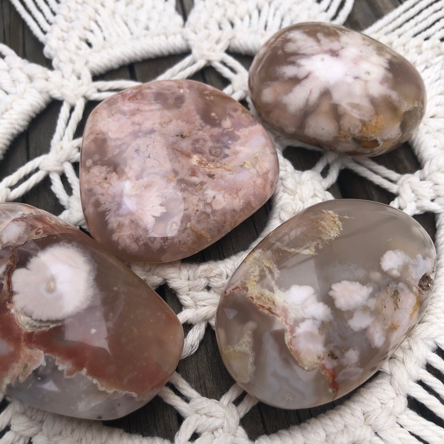 Flower Agate Palm Stone