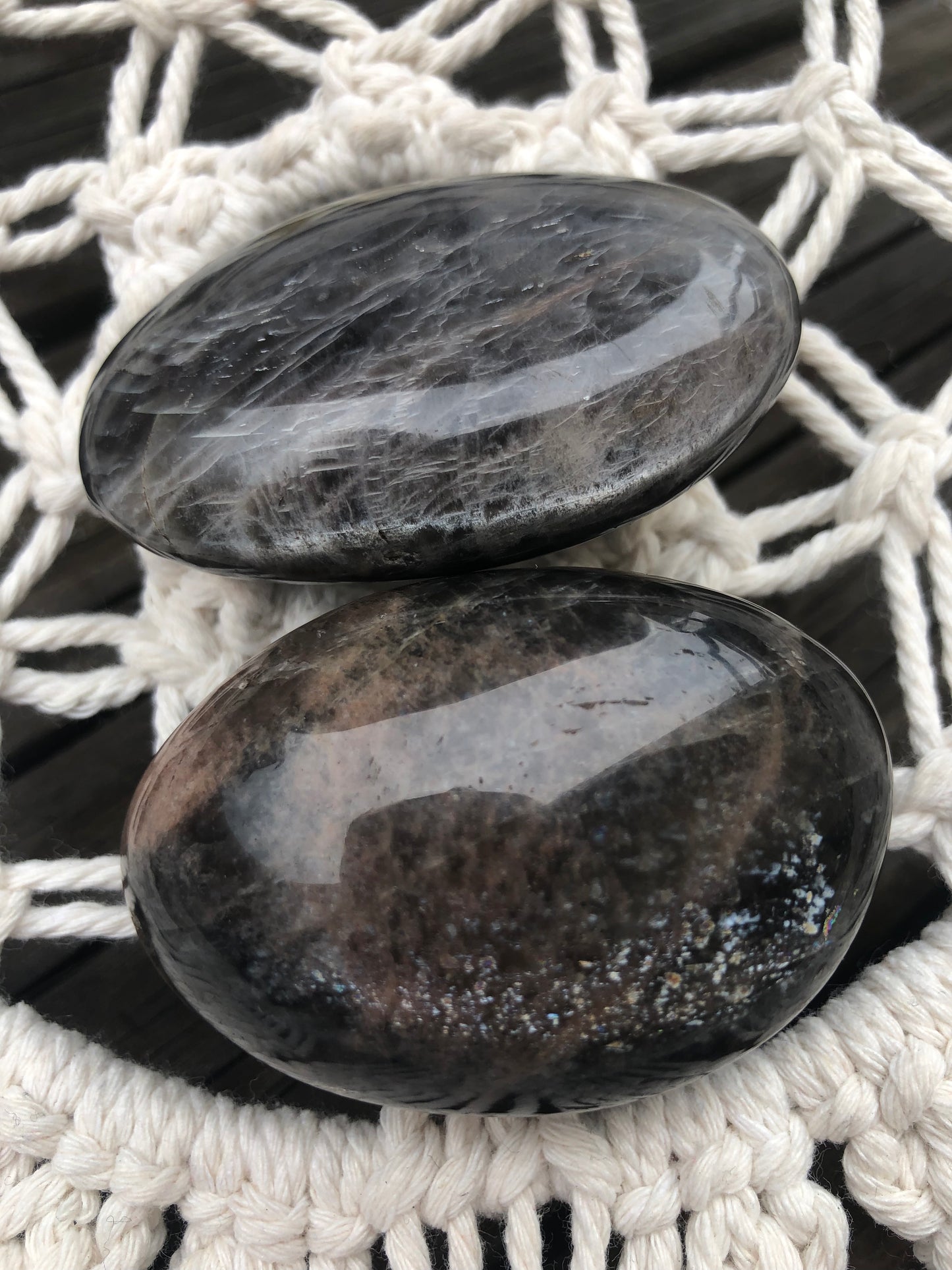 Black Moonstone Palm Stone