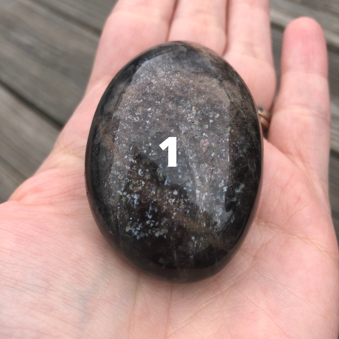 Black Moonstone Palm Stone