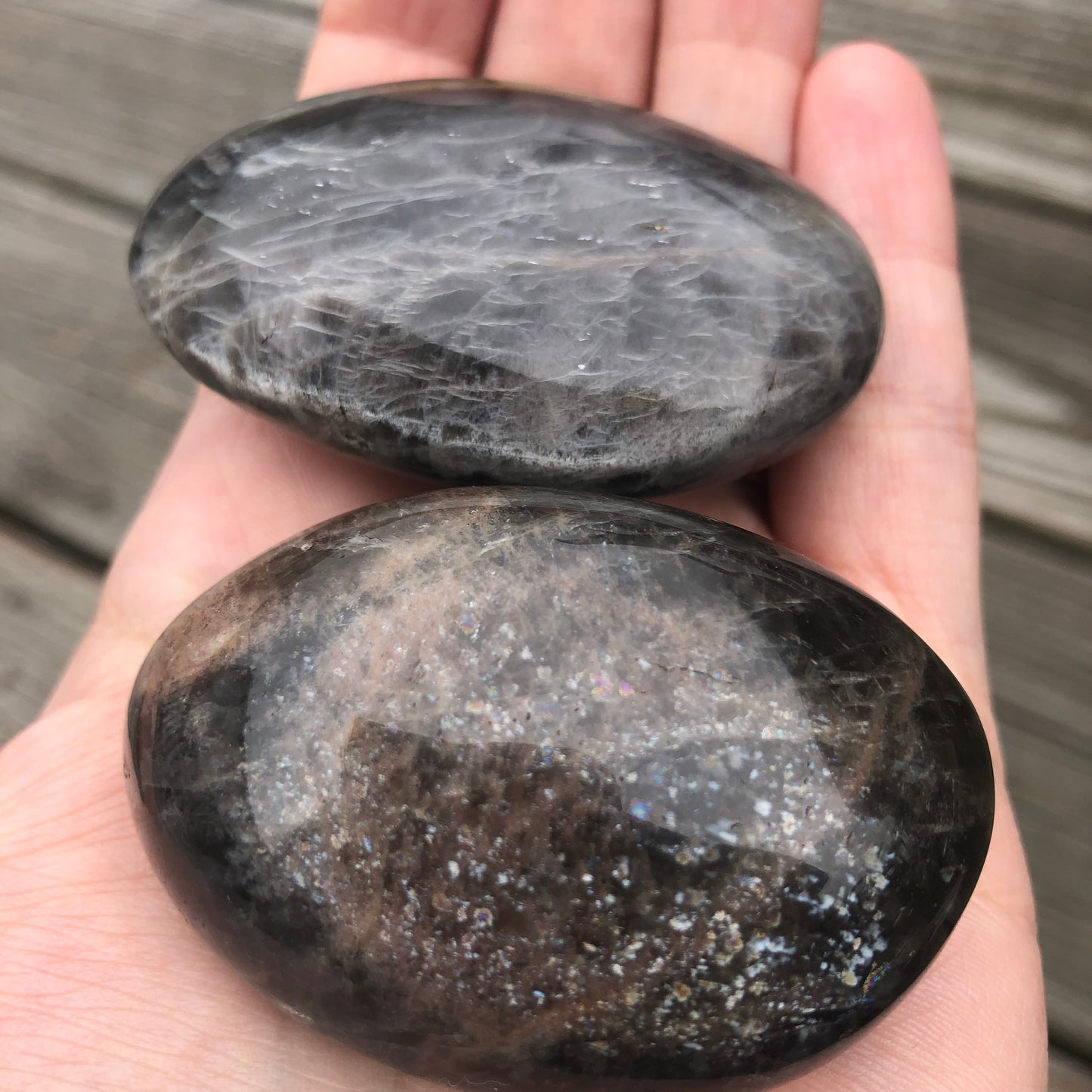 Black Moonstone Palm Stone